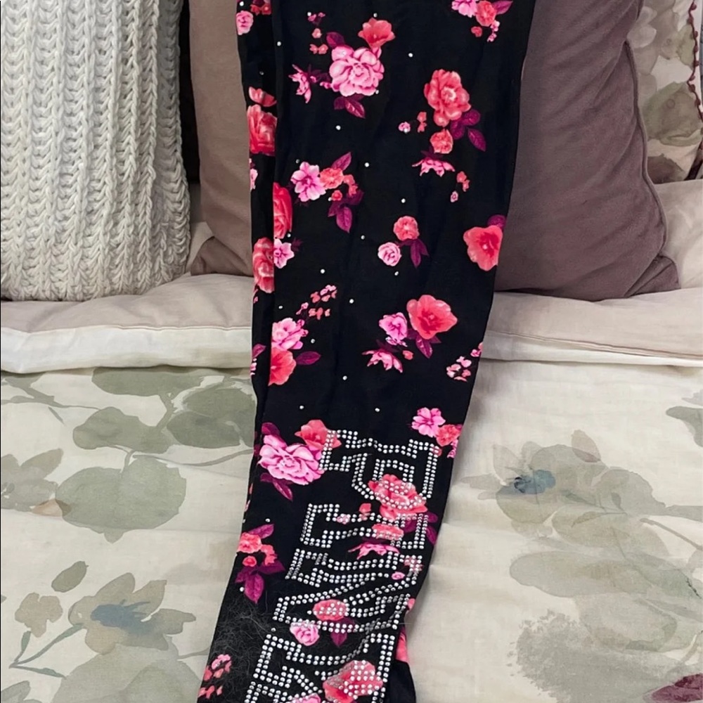 Victoria secret pink floral bling leggings